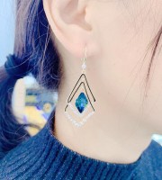 2pis Blue Geometric Double Earrings