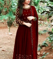 High-Quality Embroidery Georgette fabric Lock moti Gown with Dupatta 4pcs (DM10)